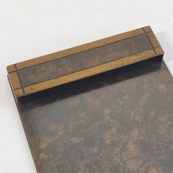 Vintage SilverCrest Decorated Bronze Double Inkwell & Notepad Holder, Art Deco - Picture 13 of 16